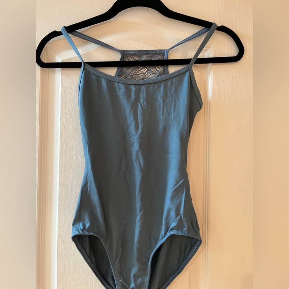 Crochet back light blue leotard